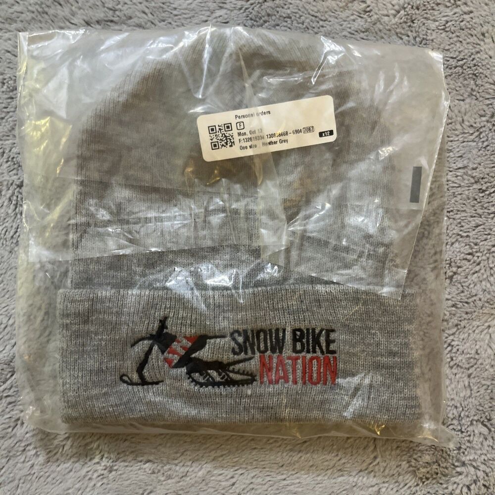 Snow Bike Nation Beanie Gray New